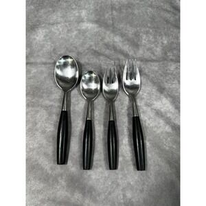 Dansk Dinner Fork Spoon  Kongo Black Handle Stainless Flatware Made in Germany‎